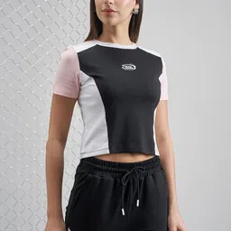 Street By Tokyo Talkies Women Colourblocked Crop Top image 3