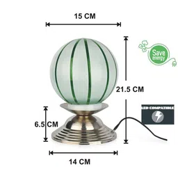 SOMIL Grey & Green 4 Pieces Printed Glass Spherical Table Lamps image 3