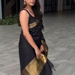 you shop we ship Woven Design Border Saree with Blouse Piece image 3