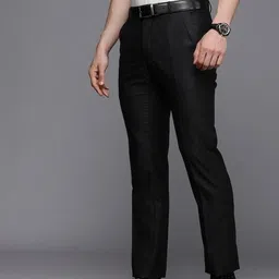 raymond Men Slim Fit Black Viscose Rayon Trousers image 2