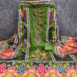 KALINI Women Green Printed Silk Blend Unstitched Dress Material-picture-12