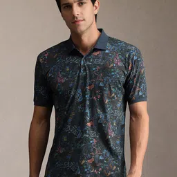 Louis Philippe Sport Men Abstract Printed Polo Collar Pure Cotton T-shirt-picture-39