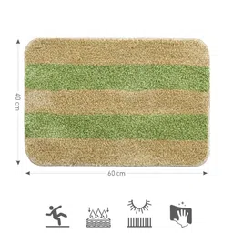 Saral Home Beige & Green Microfiber Anti Slip Bath Rug image 3