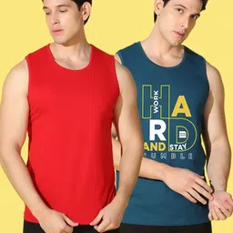 WOOSTRO Men Pack Of 2 Typography Printed Raw Edge Slim Fit T-shirt image 3