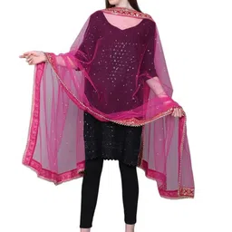 Way2Like Polka Dots Embroidered Sequinned Net Dupatta image 4