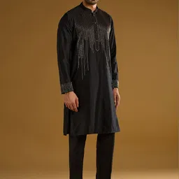 KALKI Fashion Men Embroidered Regular Thread Work Kurta with Trousers-picture-11