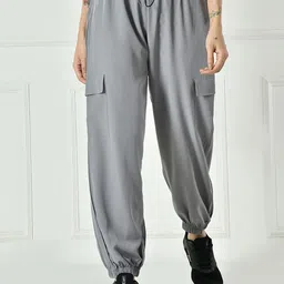 OWL MINK Women Loose Fit High-Rise Cargos Trousers-image-6