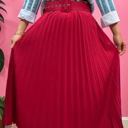 StyleCast Solid Pleated Flared Maxi Skirt image 1