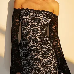 StyleCast x Revolte Embroidered Off-Shoulder Cold-Shoulder Lace Bodycon Mini Dress-image-54