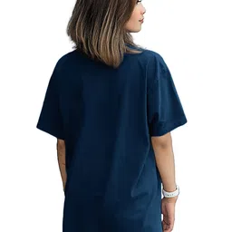 NOTWILD Women Solid Round Neck Cotton Oversized T-shirt image 3