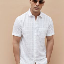 CODE by Lifestyle Men Spread Collar Textured Cotton Casual Shirt-picture-6