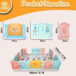 litenyx Baby Playpen Playarea Fence 16 Panel for Kids Playard Indoor Play Area with Ball Bassinet image 5