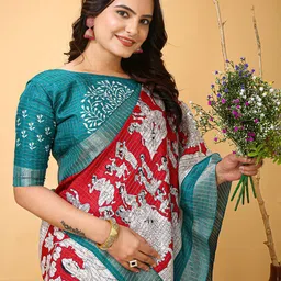 HERE&NOW Ethnic Motifs Zari Art Silk Baluchari Saree image 3