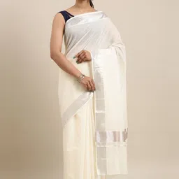 Solid/Plain Kasavu Pure Cotton Saree-image-26