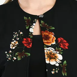 SFOTY Printed Mandarin Collar Long Sleeves Crop Button Shrug image 3