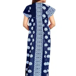 AAKARSHANA Blue Pure Cotton Maxi Printed Nightdress-picture-21