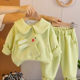 INCLUD Girls Self Design Peterpan Collar Sweatshirt With Joggers-picture-16