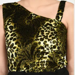 Lihana Animal Print One Shoulder Velvet Top image 4