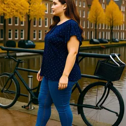 Sztori Women Plus Size Polka Dot Printed Flutter Sleeve Top image 5