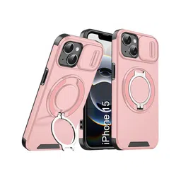 Luxury Kase Shockproof iPhone 15 Magnetic Back Case With Slide Camera Cover-picture-24