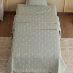 Boutique Living India Green Ethnic Motifs 200 TC Single Bedsheet with 1 Pillow Covers image 4