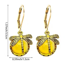 EL REGALO Artificial Stones Studded Dragonfly Shaped Drop Earrings image 3