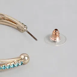 Forever New Rose Gold-Plated Artificial Stones Studded Circular Half Hoop Earrings image 5