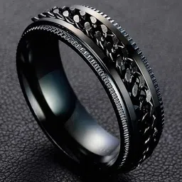 Lila Stainless Steel Chain Rotatable Silver Titanium Band Ring-picture-18
