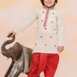 KID1 Boys Embroidered Regular Pure Cotton Kurta with Dhoti Pants image 2