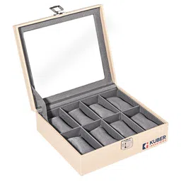 Kuber Industries Cream-Colored & Grey 8 Slots Wrist Watch Organiser image 5
