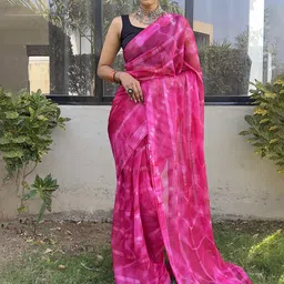 DIVASTRI Tie and Dye Pure Georgette Ready to Wear Saree-picture-33