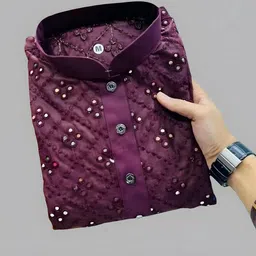 AWM Men Cotton Embroidered Straight Kurta image 1