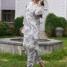 HEEPOSH Printed Pure Cotton V Neck Tunic With Trousers Co-Ords Set image 4