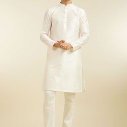 Diwas by Manyavar Mandarin Collar Straight Kurta With Pyjamas-picture-25