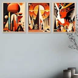 Kotart Brown & White 3 Pieces Wooden Abstract Wall Arts image 2