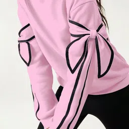 The Roadster Lifestyle Co Oversized Fit Bow Design Long Sleeve Sweatshirt image 3