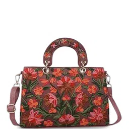 EVEDA Floral Embellished Shopper Satchel with Quilted image 1
