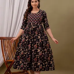 FASHION SWAG Floral Printed Pure Cotton Maternity Ethnic Dress-picture-19
