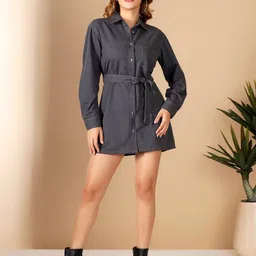 GLITO X Denim Shirt Mini Dress-picture-10