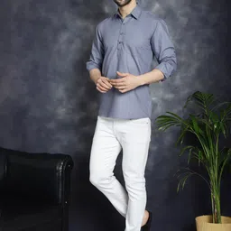 Jompers Men Solid Daily Cotton Straight Kurta image 4