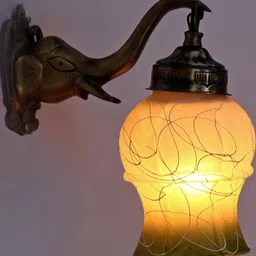 Somil Premium Designer Glass Wall / Night Lamp Elegant & Stylish Dcor Accent for Modern Interiors, Color- Green, White, Size:- 17 X 19.5 X 23 CM-image-54