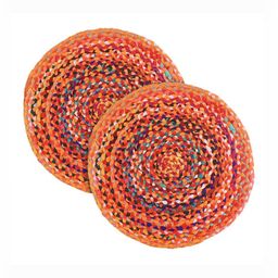 RUBOXA 2-Pcs Red & Blue Self- Designed Handwoven Doormat For Home Entrance-picture-31