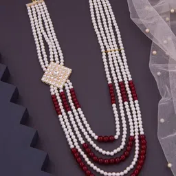 GC PREMIUM JEWELLERY Men Gold-Plated Artificial Pearls Beaded Layered Necklace-picture-17