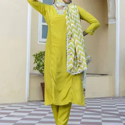 KALINI Women Solid Kurta with Trousers & Dupatta-picture-40