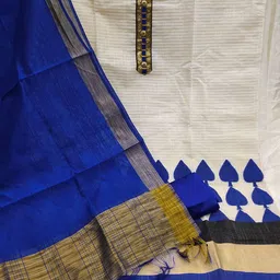 Ishin Striped Woven Design Zari Unstitched Dress Material image 3