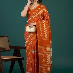 GEN Z TRENDS Woven Design Pure Cotton Handloom Block Print Saree-picture-30