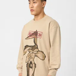 The Souled Store Men Graphic Printed Round Neck Cotton Oversized T-shirt image 4