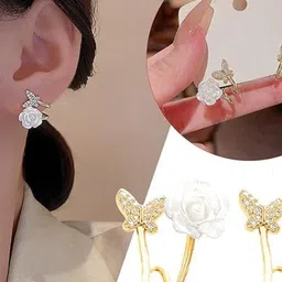 AKISON JEWELS Floral Crystals Studs Earrings-image-62