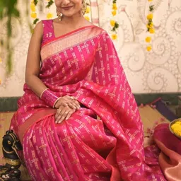 CANIZZARO Women Woven Design Zari Banarasi Saree image 3