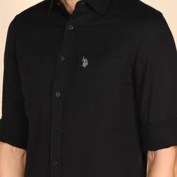 u.s. polo assn. Men Regular Fit Solid Cut Away Collar Casual Shirt image 5